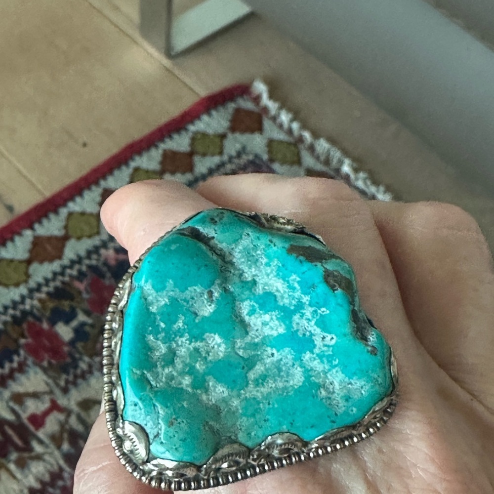 Turquoise Stone Statement Ring - image 1